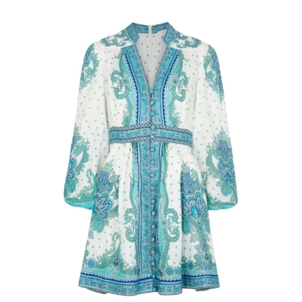 Zimmermann Turquoise And White Patterned Dress - image 1